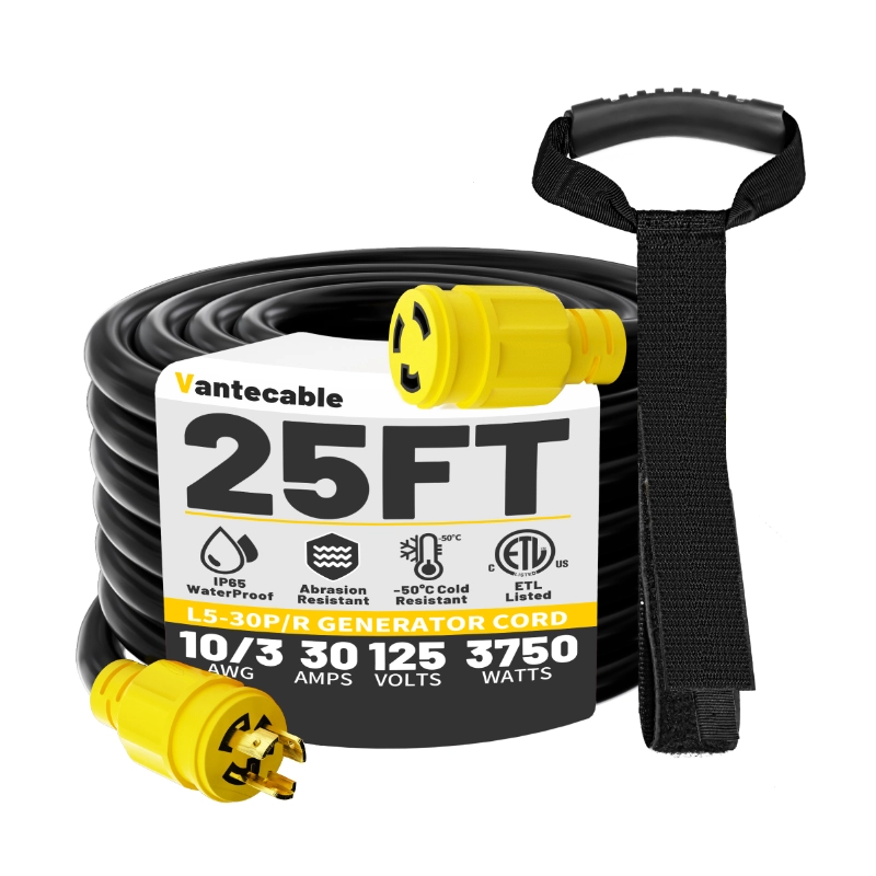 3 Prong 30 Amp Generator Cord 15 Feet Heavy Duty,NEMA L5-30P/L5-30R 10 Gauge