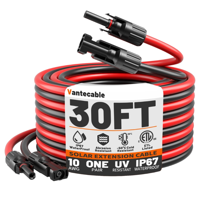 10AWG Solar Extension Cable with Pair of Connectors Solar Panel Adaptor Kit Tool-Vantecable