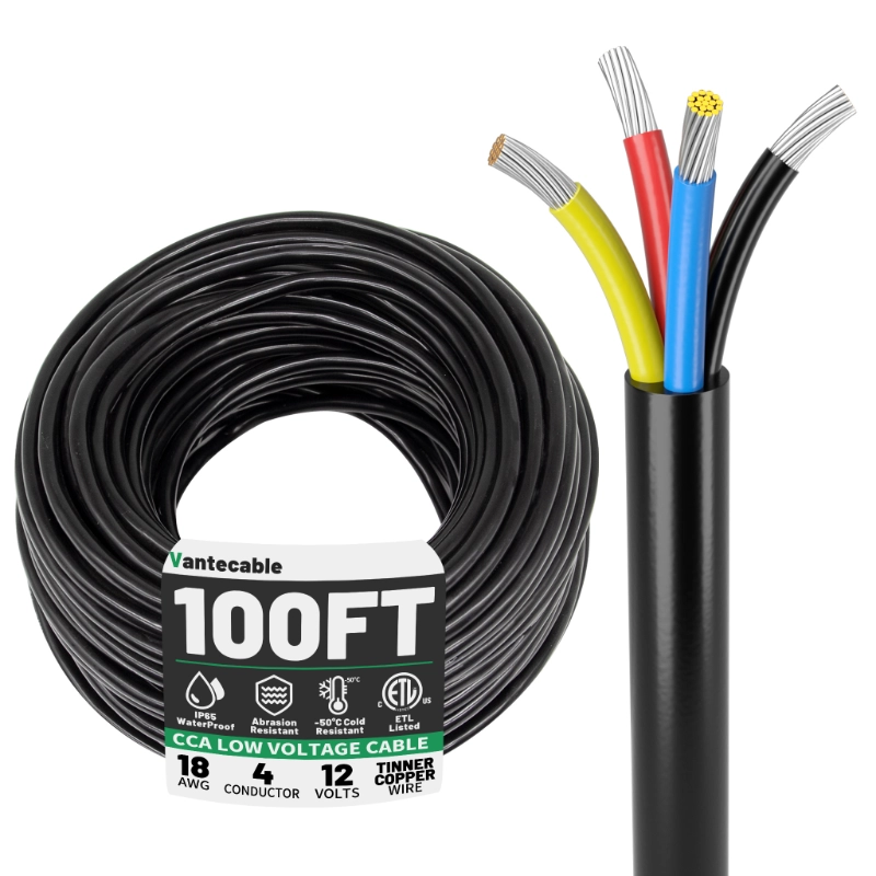 18 Gauge Wire,Automotive Wire,4 Conductor Electrical Stranded PVC Cord,12V Low Voltage-Vantecable