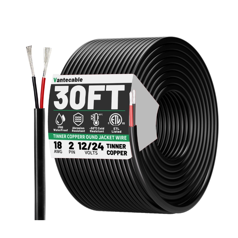 [30ft to 50ft] 18/2 Gauge Electrical Wire, 18 AWG Stranded PVC Flexible Low Voltage Power Cable