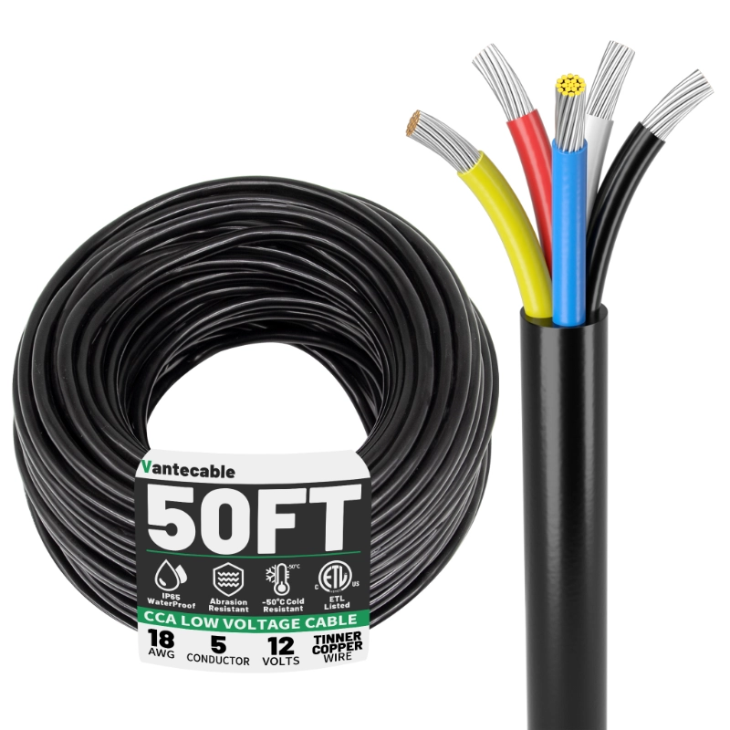 18 Gauge Wire,Automotive Wire,4 Conductor Electrical Stranded PVC Cord,12V Low Voltage-Vantecable