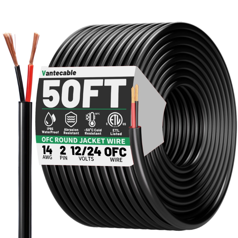 25FT 14 Gauge 2 Conductor Copper Electrical Wire-Vantecable
