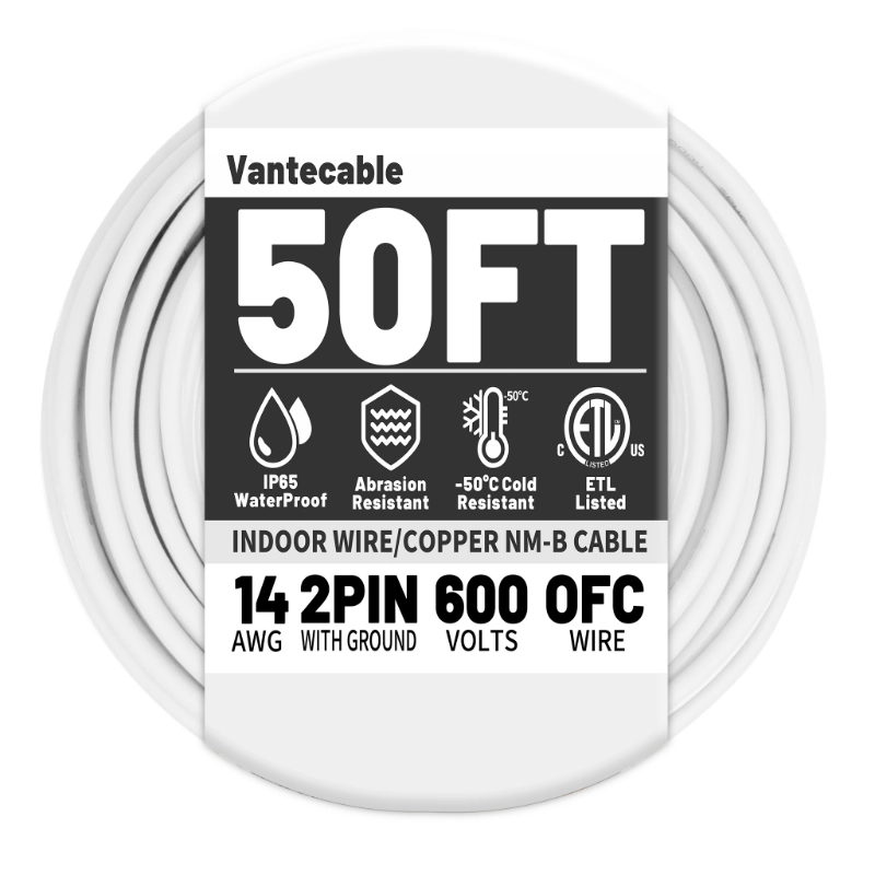 Electrical Wire 14 Gauge Wire 2 Conductors Non-Metallic with Ground Wire-Vantecable