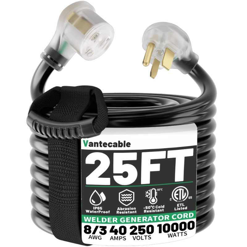 8 Gauge 50ft Welder Extension Cord Outdoor with LED Indicator, NEMA 6-50 Heavy Duty Welding Cord 3 Prong