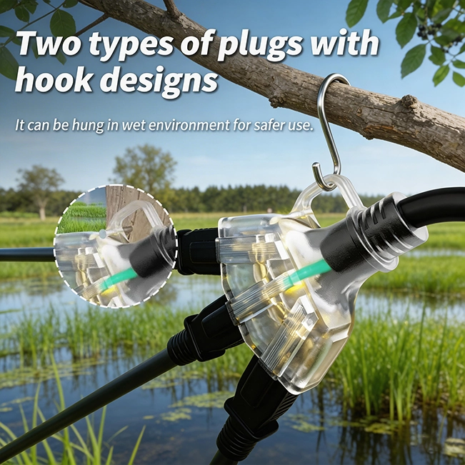 [6ft to 100ft] 16/3 Gauge Multi-Outlet Outdoor Extension Cord, Waterproof with LED Lighted Indicator,black,Waterproof,ETL,flexible