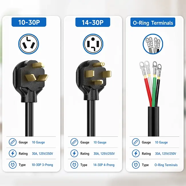 10AWG Dryer Extension Cord, 125V/250V,30A, Pure Copper Wire Cable with PVC Cable Tie, for Outdoor & Indoor Use