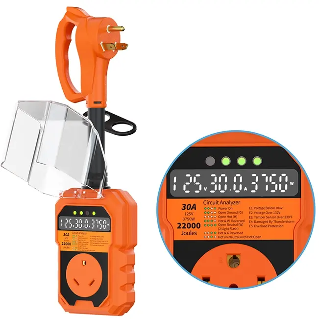 RV Surge Protector,22000 Joules RV Voltage Protector,Monitor Circuit Analyzer Power Guard,with waterproof Cover Anti-Theft Lock,ETL Certified