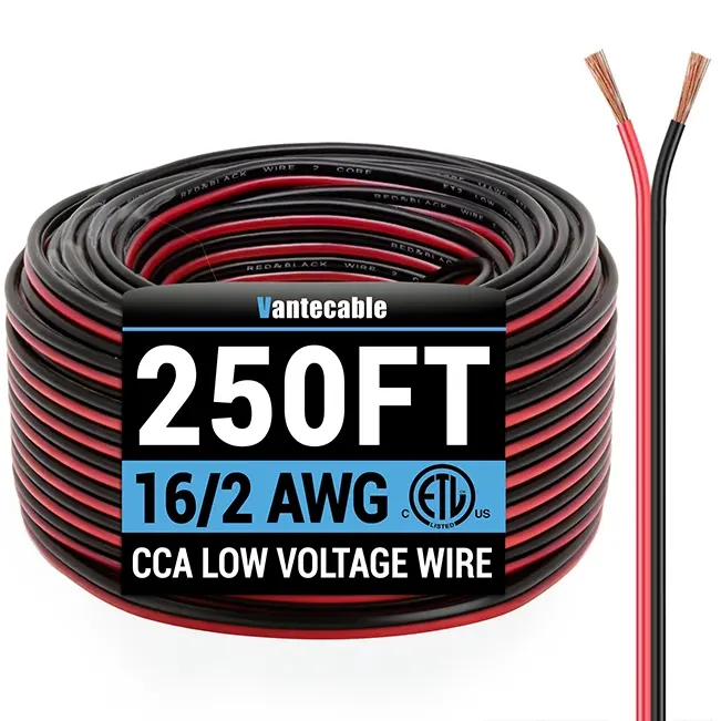 [50ft to 250ft]16 Gauge Wire, Automotive Electrical Wire 2 Conductor Red Black 12V/24V DC Cable LED Strips Extension Cord,Waterproof,ETL,flexible