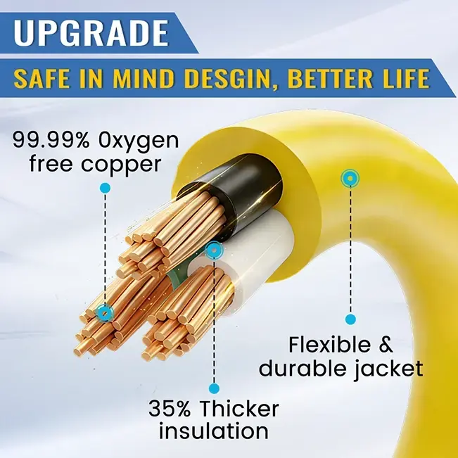 [10ft to 100ft] 14/3 Gauge Heavy Duty Outdoor Extension Cord Waterproof with Lighted,yellow,Waterproof,ETL,flexible