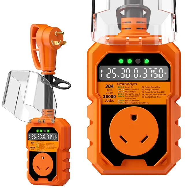 RV Surge Protector, with Auto Shutoff & Reset, 26000 Joules, Voltage Protector, with waterproof Cover, Anti-Theft Lock, ETL Listed