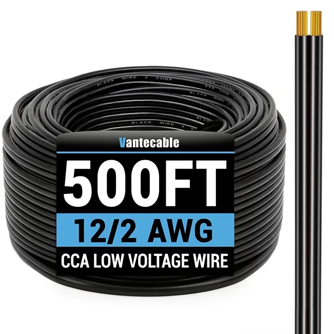 12/14/16AWG Direct Burial Wire, CCA, for LED Lighting Strips, black, 30-500ft