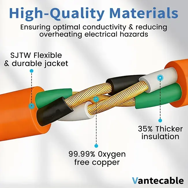 [6ft to 250ft] 12/3 Gauge Heavy Duty Outdoor Extension Cord, Waterproof with LED Lighted End,orange,ETL,flexible