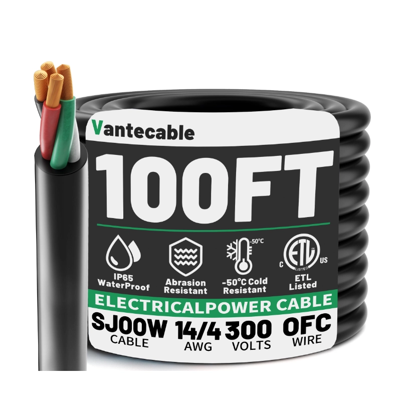 Electric 14/4 SJOOW Bulk Cable-14 Gauge 4 Conductor-Rated for 300V