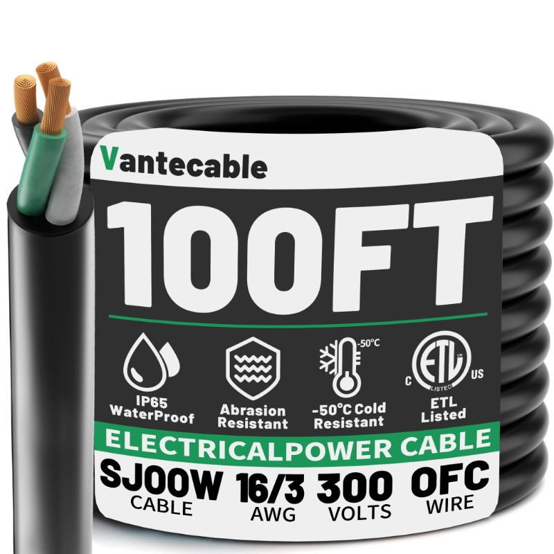 Electric 16/3 SJOOW Bulk Cable-16 Gauge 3 Conductor-Rated for 300V-Vantecable