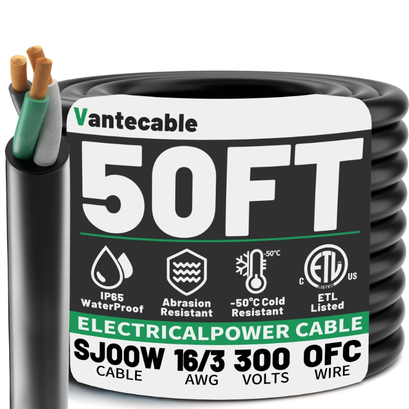 Electric 16/3 SJOOW Bulk Cable-16 Gauge 3 Conductor-Rated for 300V-Vantecable
