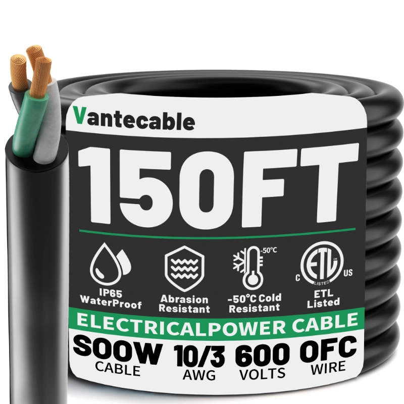 10 Gauge Wire,SOOW Bulk Cable-10 Gauge 3 Conductor-Rated for 600V-Vantecable