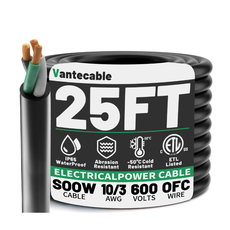 10 Gauge Wire,SOOW Bulk Cable-10 Gauge 3 Conductor-Rated for 600V
