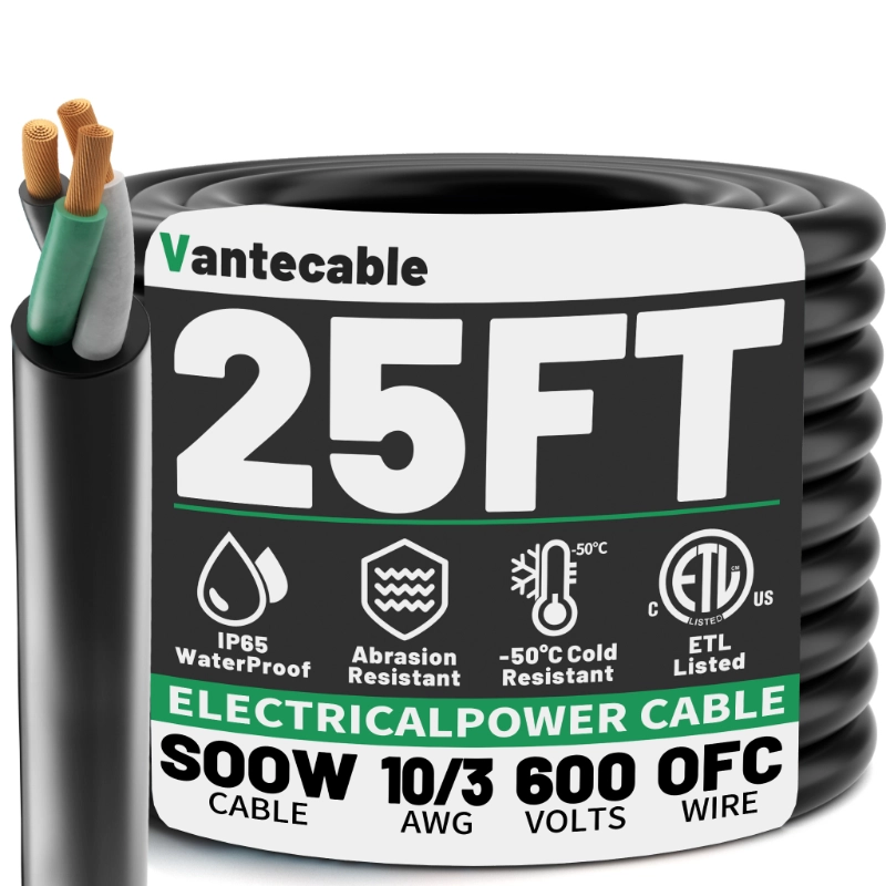 10 Gauge Wire,SOOW Bulk Cable-10 Gauge 3 Conductor-Rated for 600V-Vantecable