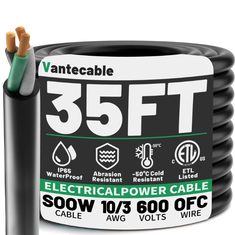 10 Gauge Wire,SOOW Bulk Cable-10 Gauge 3 Conductor-Rated for 600V-Vantecable