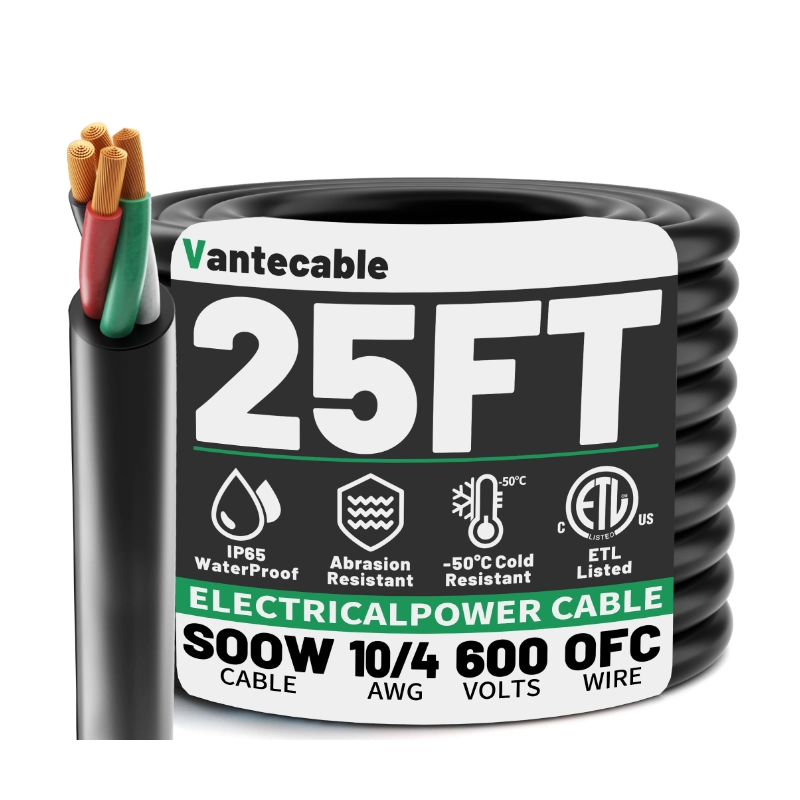 Electric 10/4 SOOW Bulk Cable-10 Gauge 4 Conductor-Rated for 600V