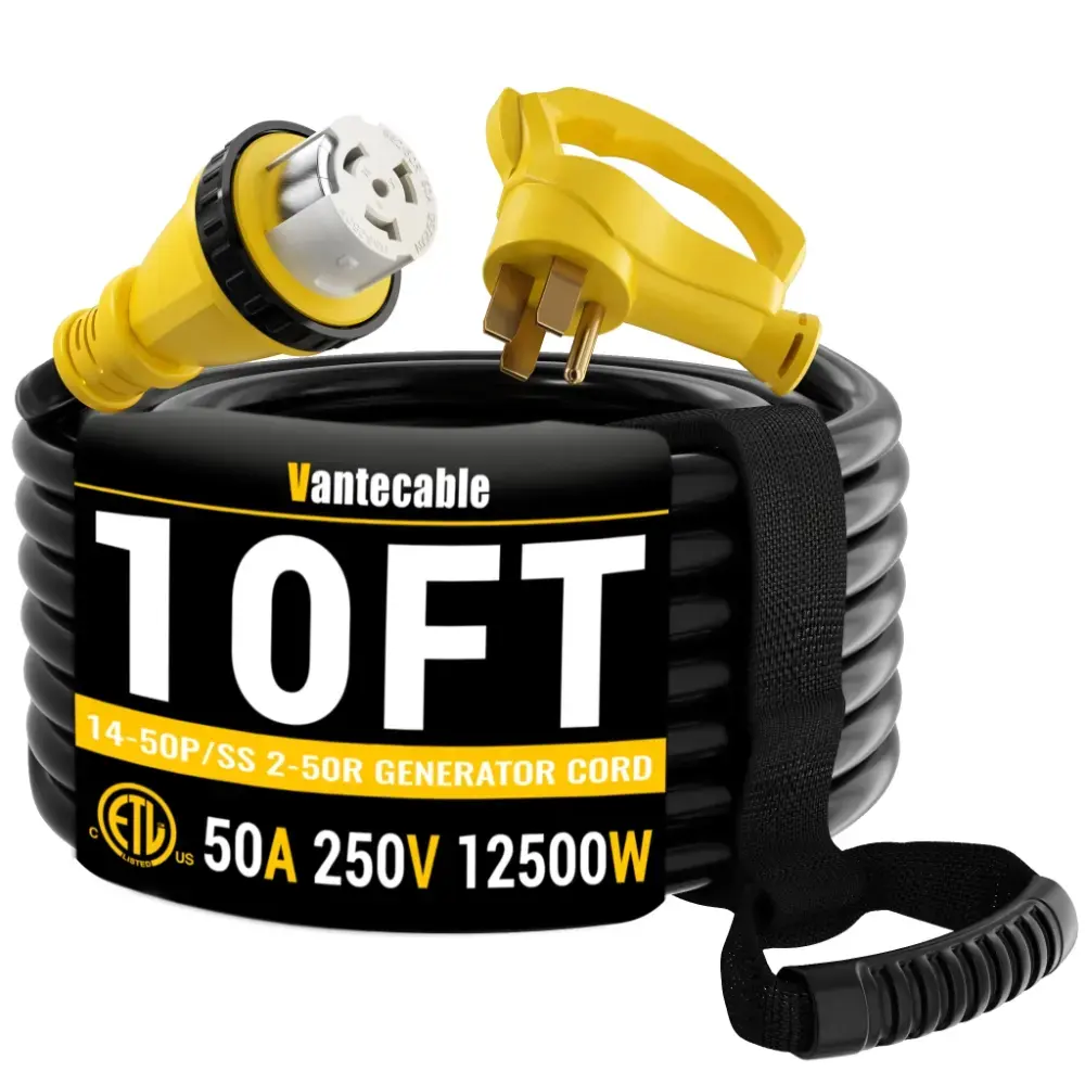 [10ft to 100ft]50 Amp 4 Prong, Generator Cord, 50 Amp RV Extension Cord with Twist Lock, NEMA 14-50P to SS2-50R Heavy Duty STW Wire