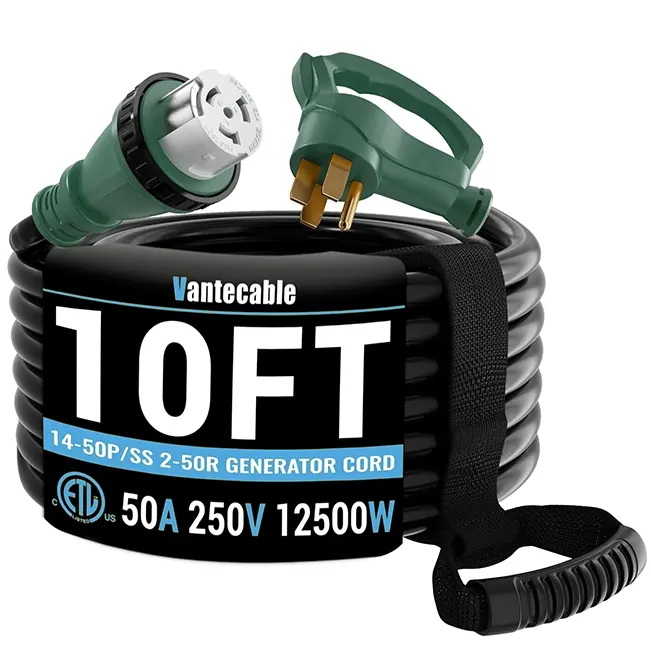 [10ft to 100ft] NEMA 14-50P to SS2-50R Extension Cord with Twist Lock, 50 Amp,for RV Generators and Yachts,Heavy Duty,STW Wire,green