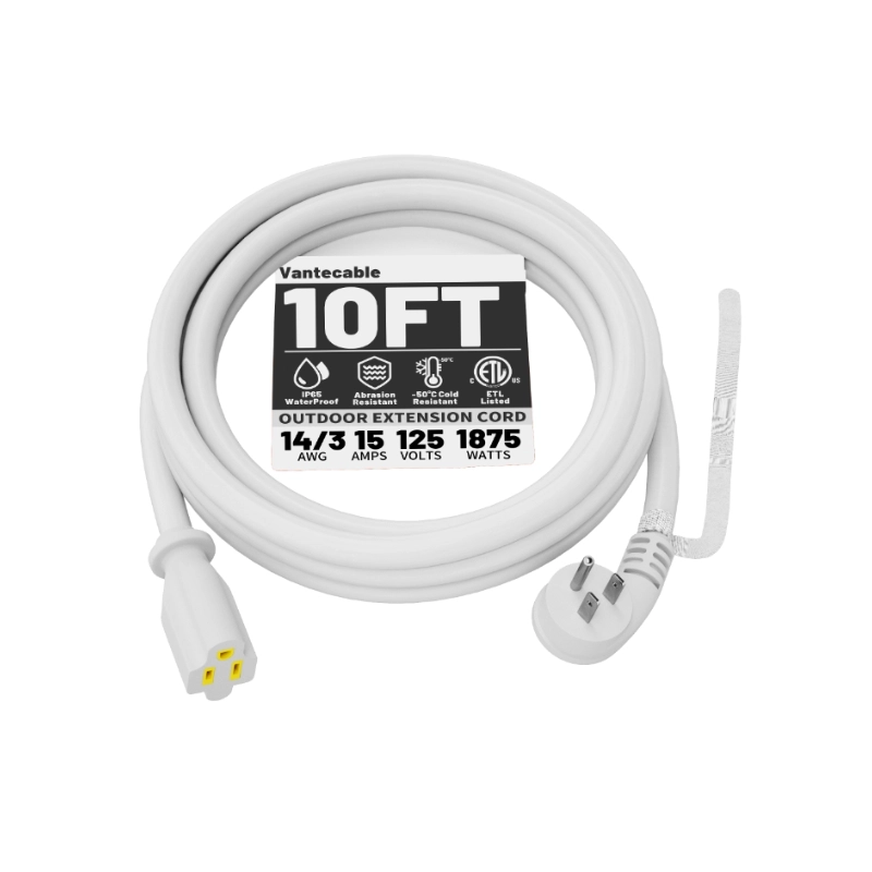 14 Gauge 3 Feet (3 Pack) Flat Plug Extension Cord White Indoor Outdoor