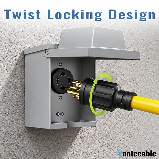 30 Amp Generator Extension Cord with Twist Lock, Multi-prong Model, STW, ETL Listed, 10-100ft