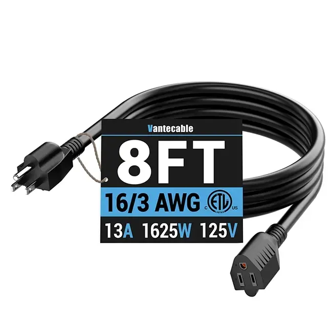 [3ft to 300ft] 16/3 Gauge Indoor Outdoor Extension Cord,balck,Waterproof,ETL,flexible
