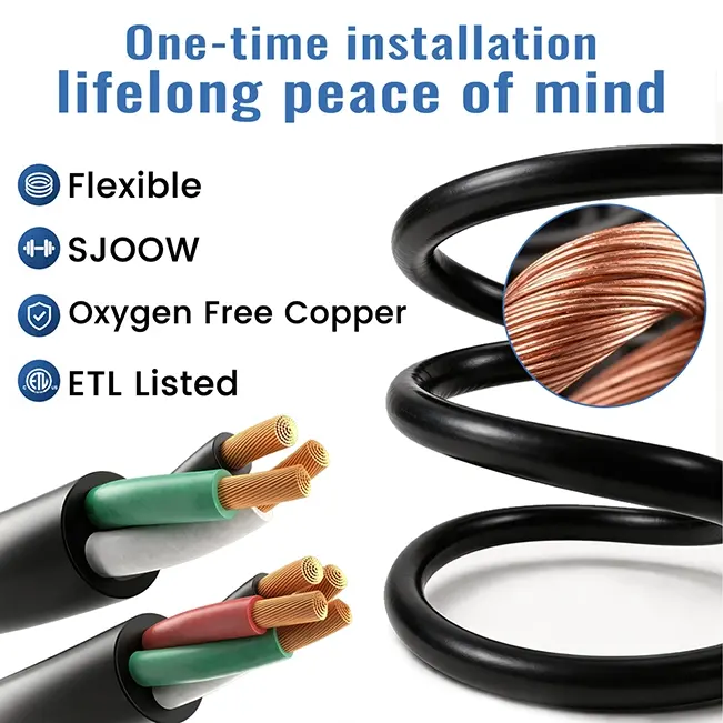 [50ft to 100ft] 14 Gauge SJOOW OFC Power Cable, 300V bulk wire,3 or 4 Conductor Rubber Cable,black,Waterproof,ETL listed,flexible