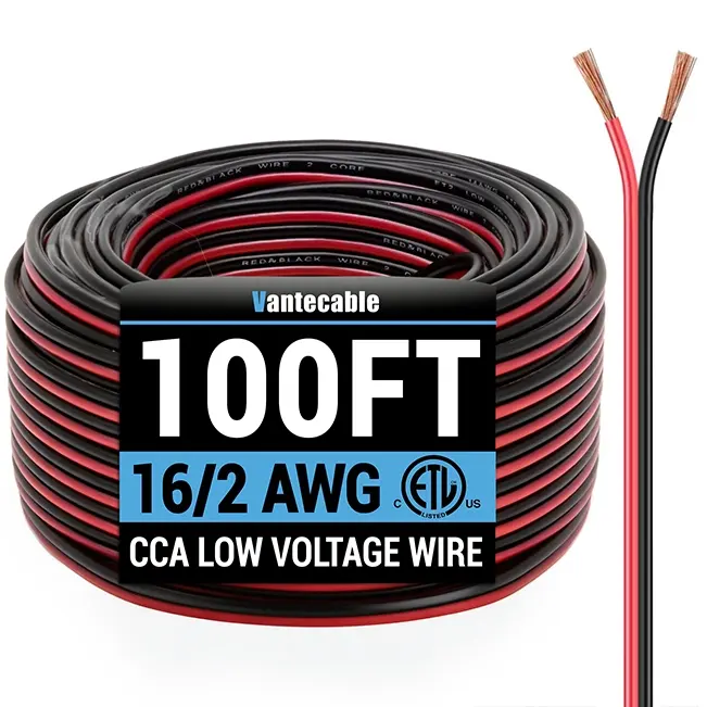 [50ft to 250ft]16 Gauge Wire, Automotive Electrical Wire 2 Conductor Red Black 12V/24V DC Cable LED Strips Extension Cord,Waterproof,ETL,flexible