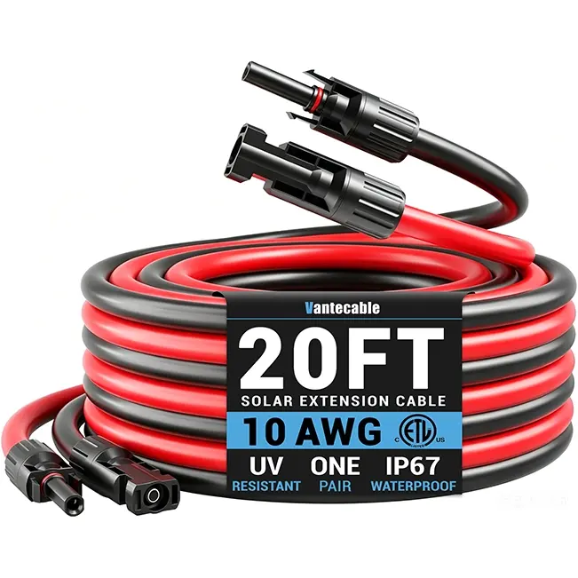 10 AWG Solar Extension Cable with Connectors, Professional Solar Panel Adaptor Kit, ETL Listed, 10-30ft