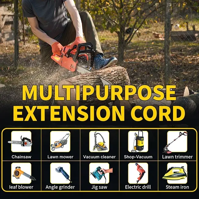 [10ft to 100ft] 14/3 Gauge Heavy Duty Outdoor Extension Cord Waterproof with Lighted,yellow,Waterproof,ETL,flexible