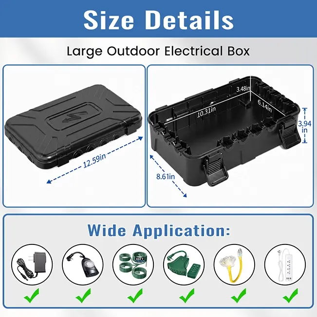 Large Outdoor Electrical Box, Black