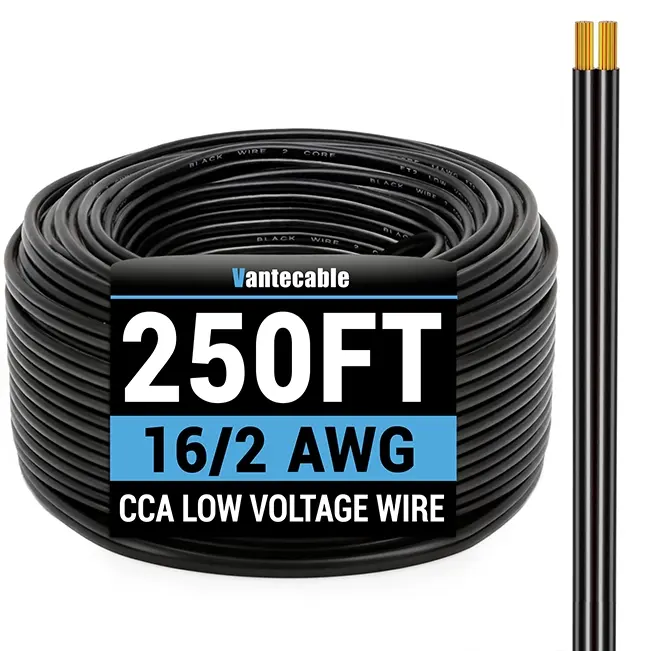 12/14/16AWG Direct Burial Wire, CCA, for LED Lighting Strips, black, 30-500ft