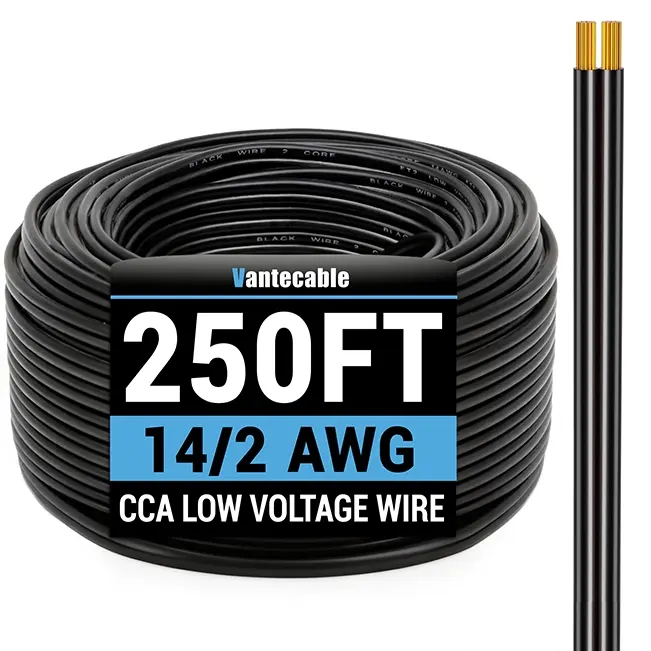 12/14/16AWG Direct Burial Wire, CCA, for LED Lighting Strips, black, 30-500ft