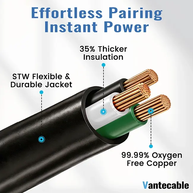 [10ft to 100ft]10/3 gauge Generator Power Extension Cord with Twist Lock Connector,L5-30P&L5-30R, 30 Amp,125V,3750W,ETL Listed