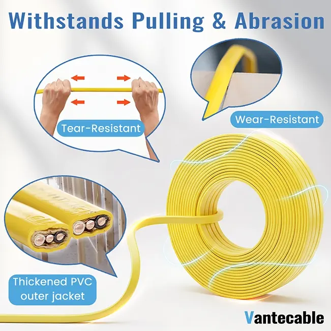 [25ft to 100ft] 12/2 Gauge NM-B Wire, Indoor Electrical Copper Wire with Ground, Yellow Romex Equivalent,Waterproof,ETL,flexible