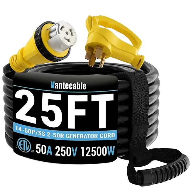 [10ft to 100ft] NEMA 14-50P to SS2-50R Extension Cord with Twist Lock, 50 Amp,for RV Generators and Yachts,Heavy Duty,STW Wire,yellow