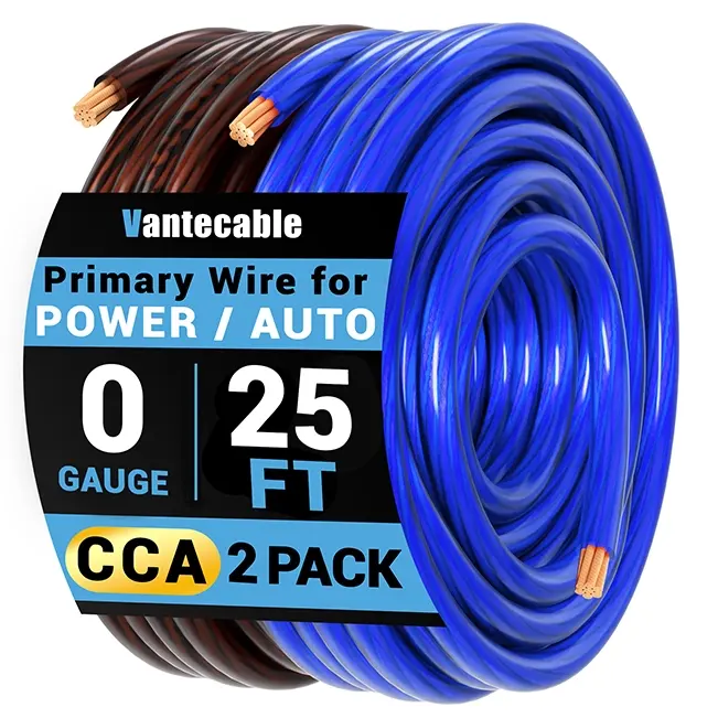 0/4/8 Gauge High-Performance CCA Wire Set, Red/Black Power & Ground Cable,Waterproof,ETL