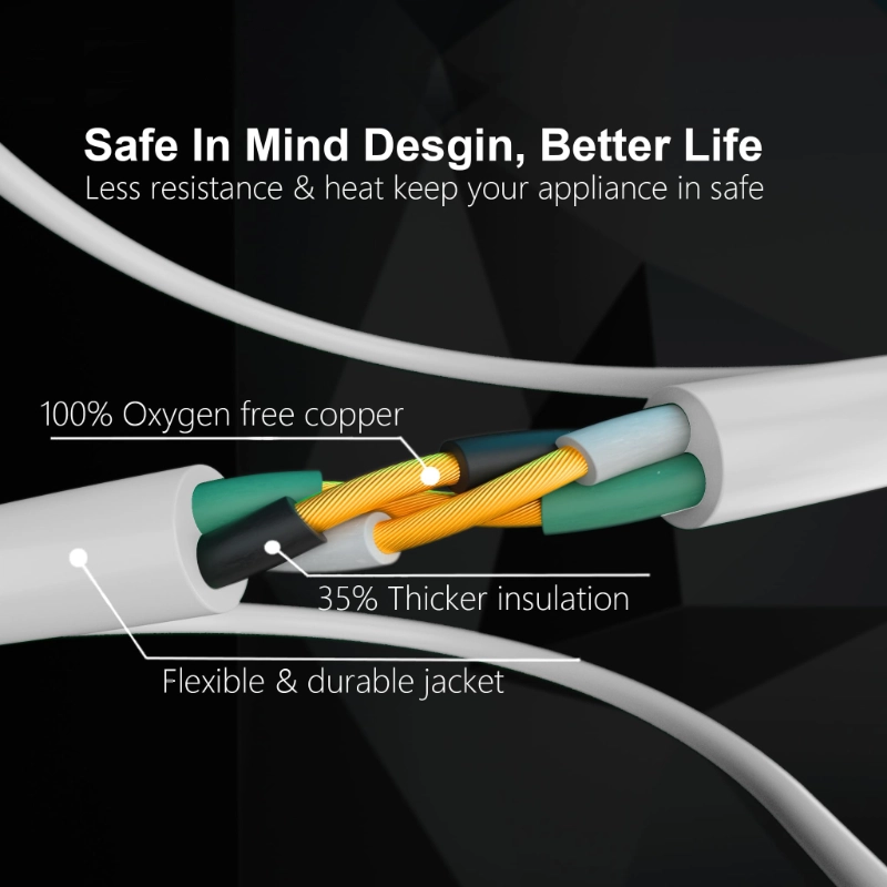 Indoor Outdoor White Extension Cord 8 ft Waterproof-Vantecable
