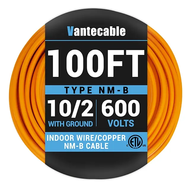 NM-B 10/2 Gauge Electrical Wire with Ground, OFC, 600V, Orange, UL Listed, 25ft-100ft