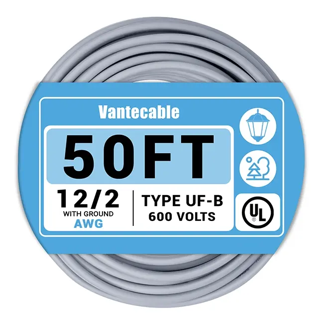 UF-B Wire, 10/2 Gauge, 600V, Pure Copper Direct Burial Wire, UL Listed, 50-250ft