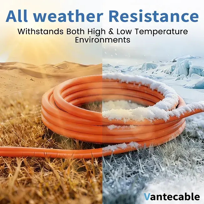 [6ft to 250ft] 12/3 Gauge Heavy Duty Outdoor Extension Cord, Waterproof with LED Lighted End,orange,ETL,flexible