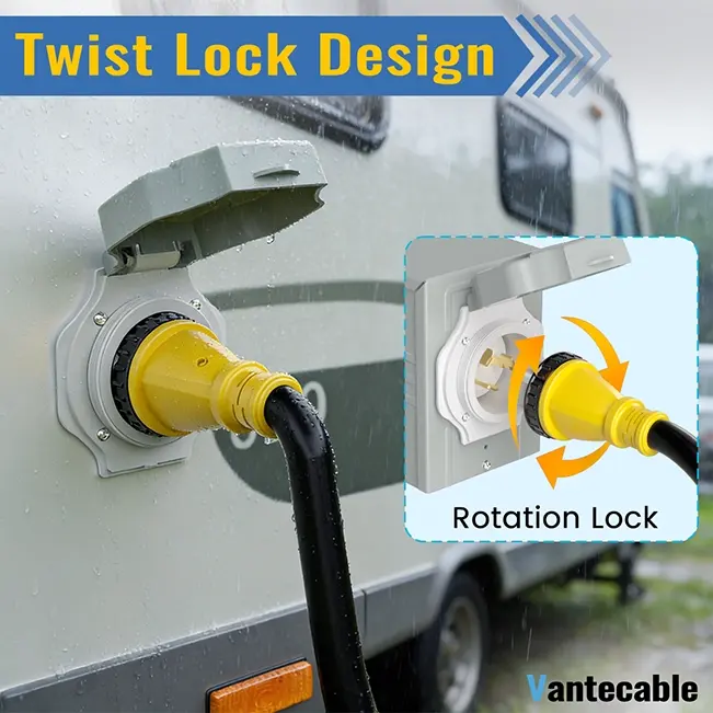 [10ft to 100ft] NEMA 14-50P to SS2-50R Extension Cord with Twist Lock, 50 Amp,for RV Generators and Yachts,Heavy Duty,STW Wire,yellow