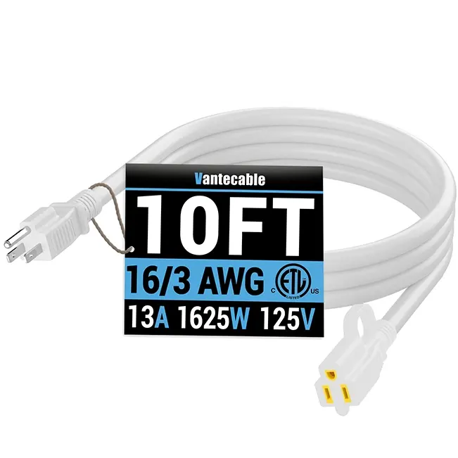 [3ft to20ft] 16/3AWG Indoor Outdoor Extension Cord,white,Waterproof,ETL,flexible