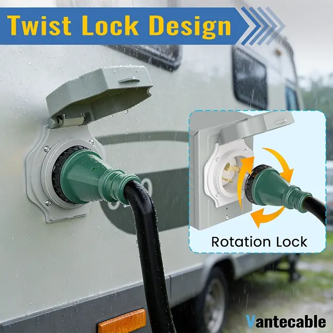 [10ft to 100ft] NEMA 14-50P to SS2-50R Extension Cord with Twist Lock, 50 Amp,for RV Generators and Yachts,Heavy Duty,STW Wire,green