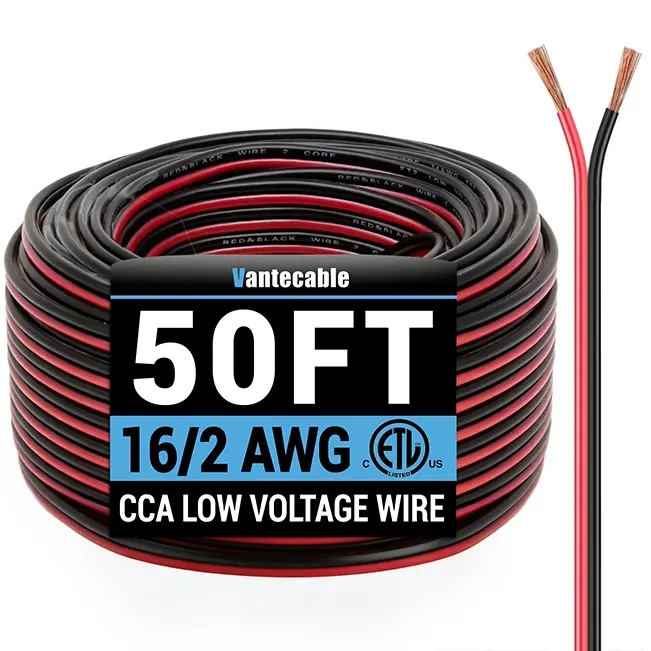 [50ft to 250ft]16 Gauge Wire, Automotive Electrical Wire 2 Conductor Red Black 12V/24V DC Cable LED Strips Extension Cord,Waterproof,ETL,flexible