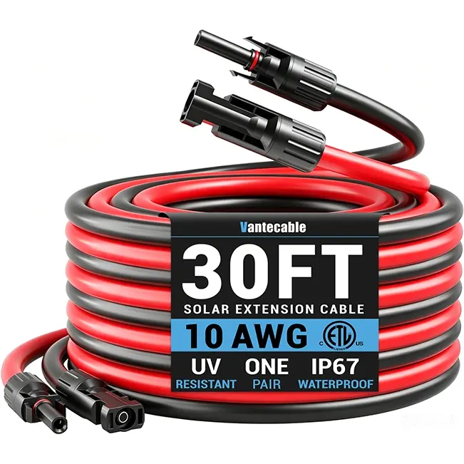 10 AWG Solar Extension Cable with Connectors, Professional Solar Panel Adaptor Kit, ETL Listed, 10-30ft