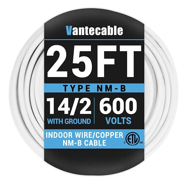 NM-B 14/2 Gauge Electrical Wire with Ground, OFC, 600V, Yellow, UL Listed, 25ft-100ft